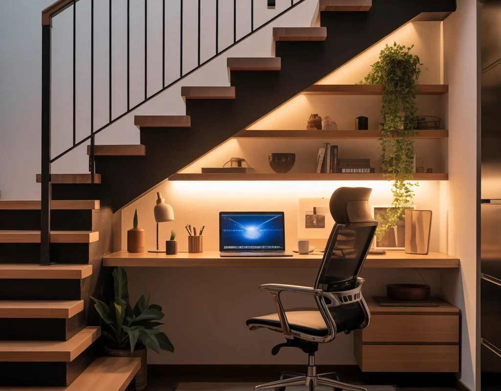 Stylish Under Stairs Home Office Design for Remote Work