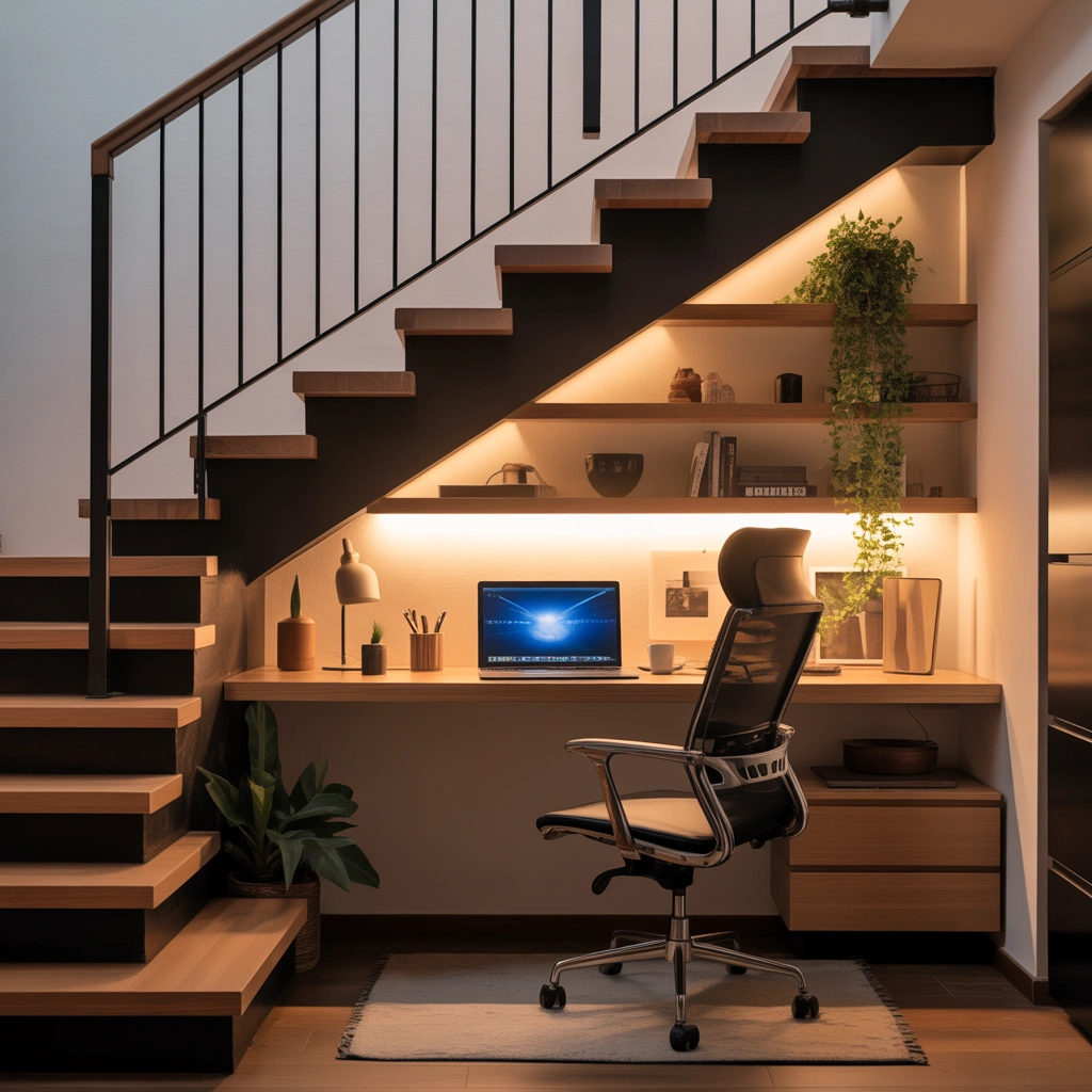 Stylish Under Stairs Home Office Design for Remote Work