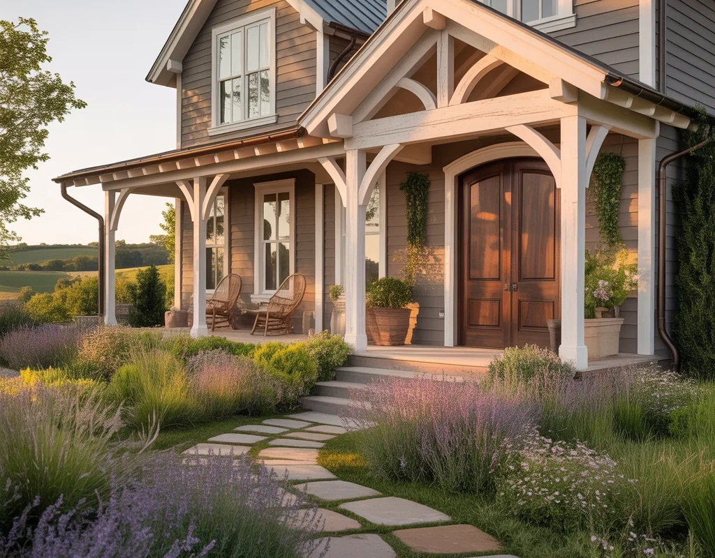 Taupe Farmhouse Exterior Paint Color for a Sophisticated and Natural Home Design