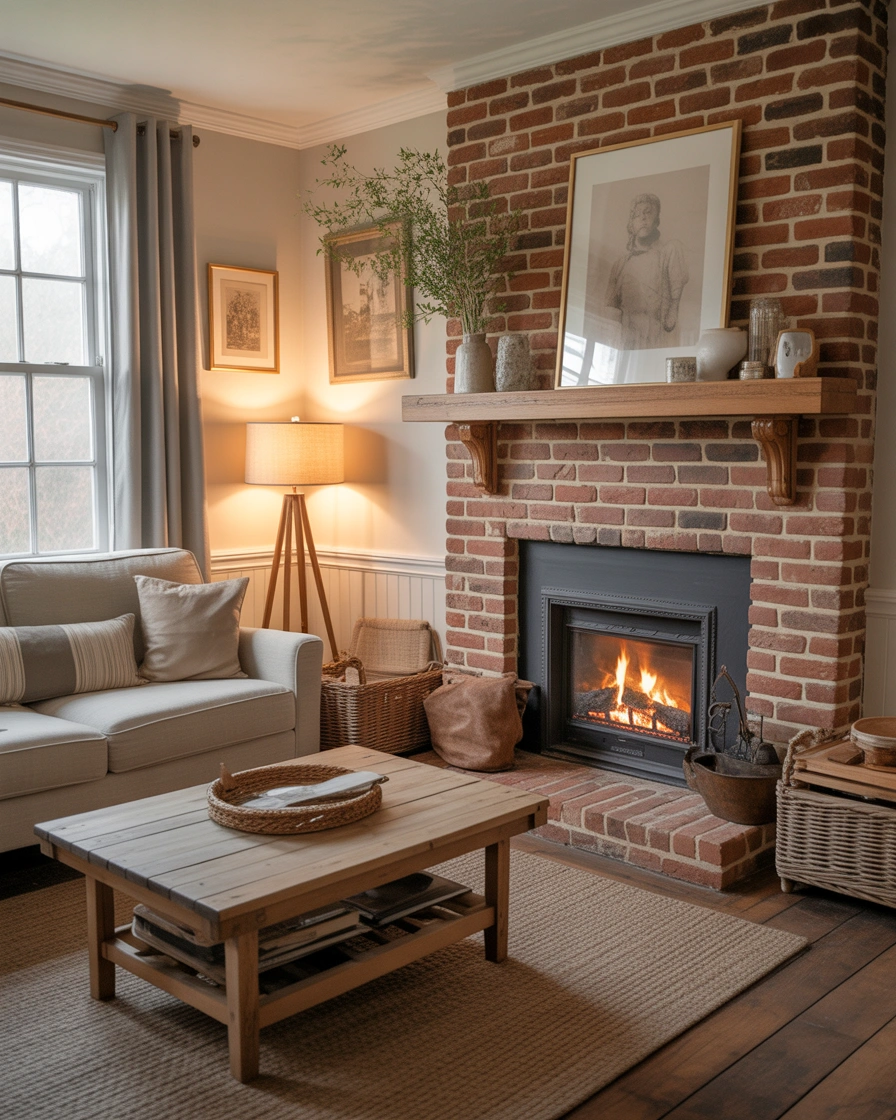 Traditional Brick Fireplace For a Timeless Living Room Look