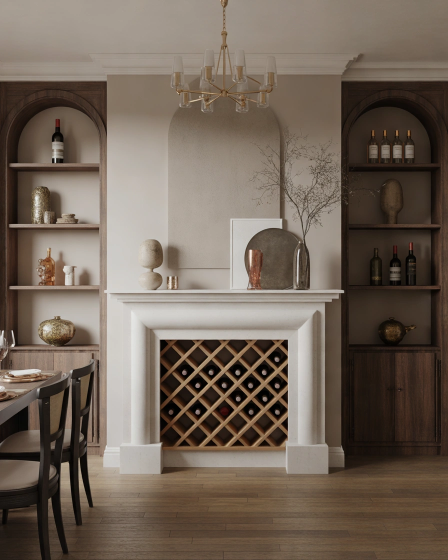 Transform Your Empty Fireplace Into a Wine Storage Display