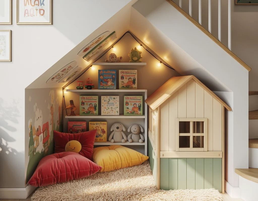 Turn the Space Under Stairs Into a Stylish Kids Play Area