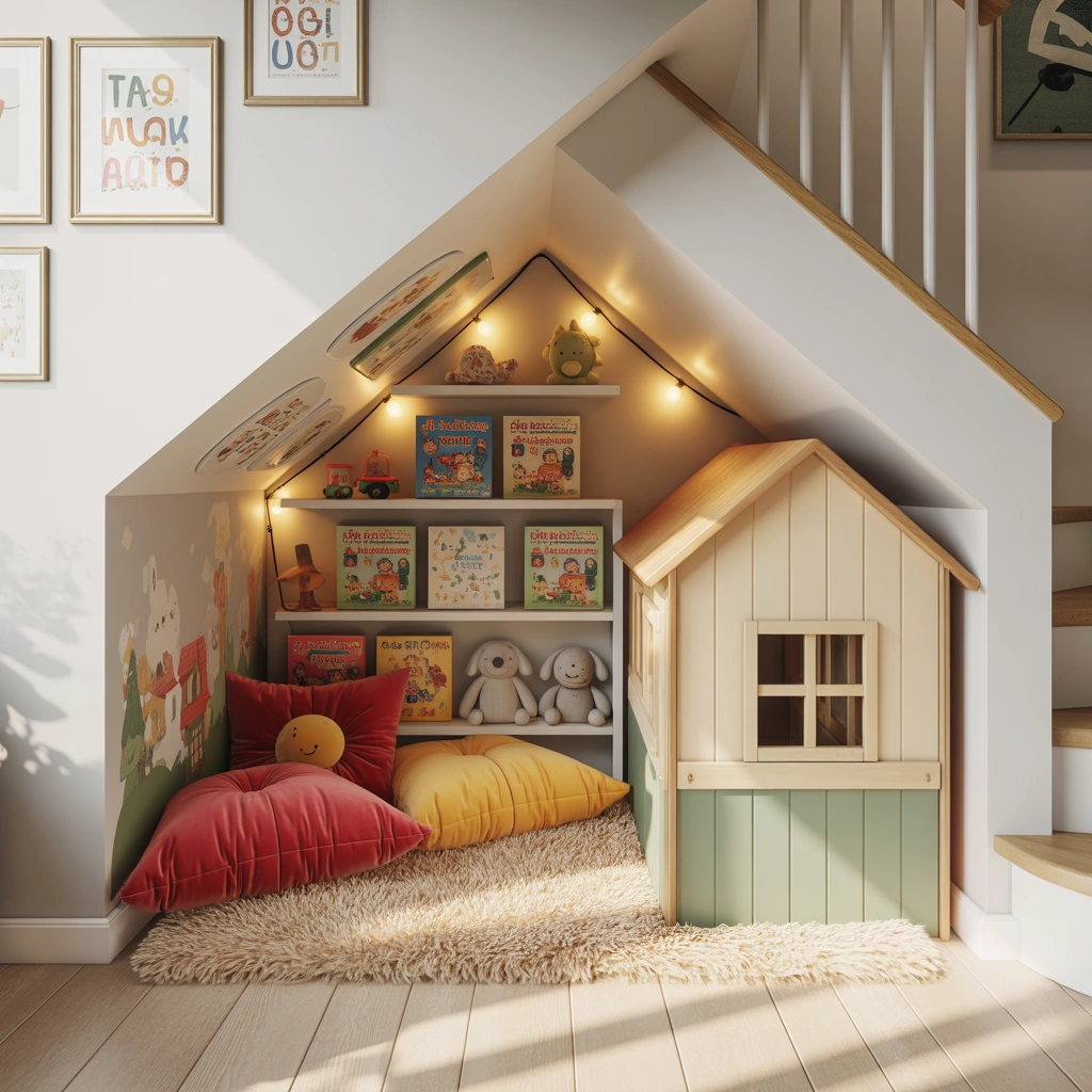 Turn the Space Under Stairs Into a Stylish Kids Play Area
