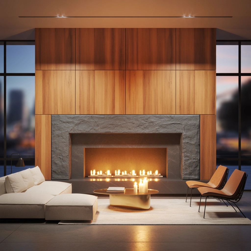 Two Tone Fireplace Wall Design for a Stylish Contrast