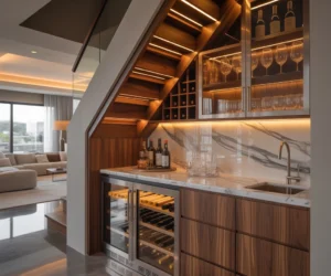 Under Stairs Wine Storage and Mini Bar Area