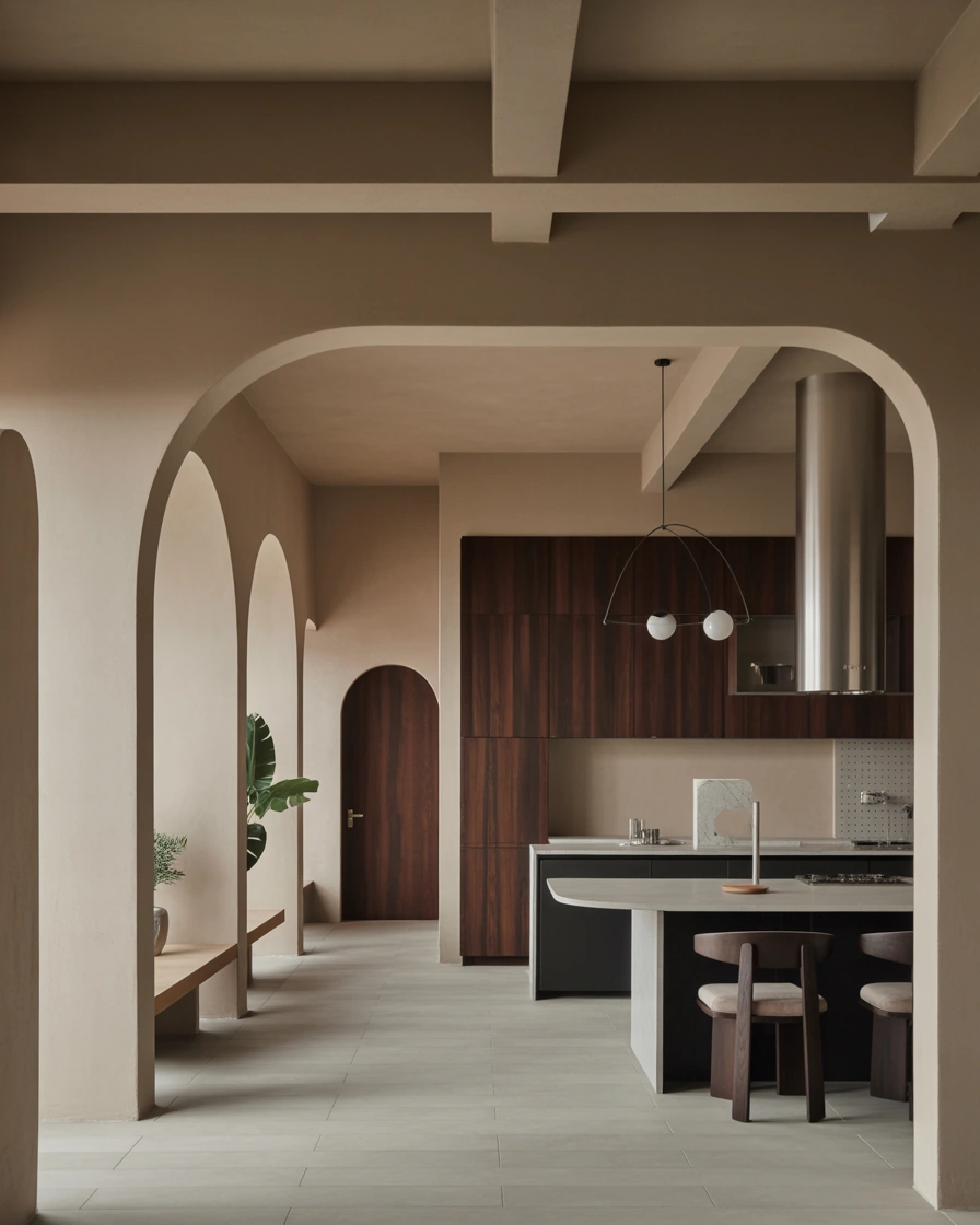Unique Geometric Open Kitchen Arch Design