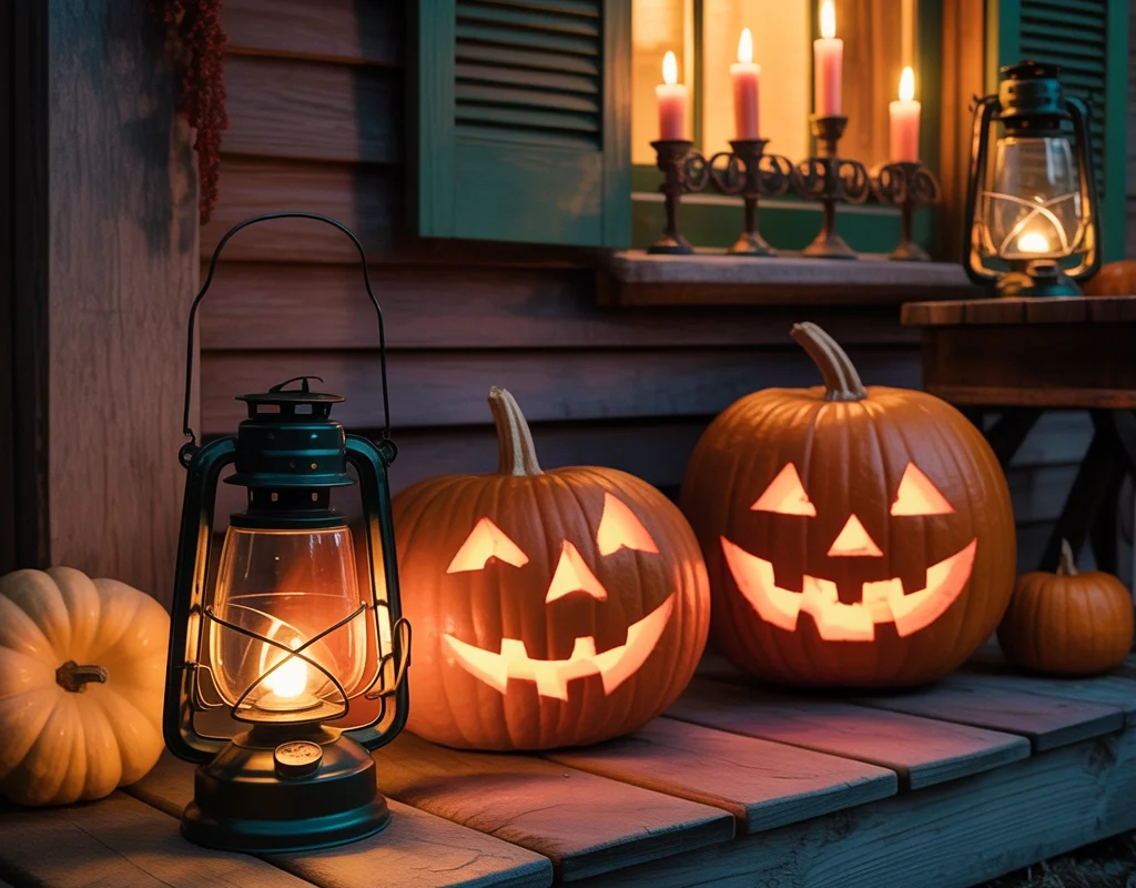 Use Antique Halloween Lanterns and Warm Vintage Lighting