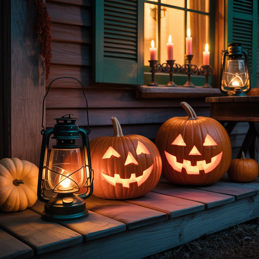 Use Antique Halloween Lanterns and Warm Vintage Lighting