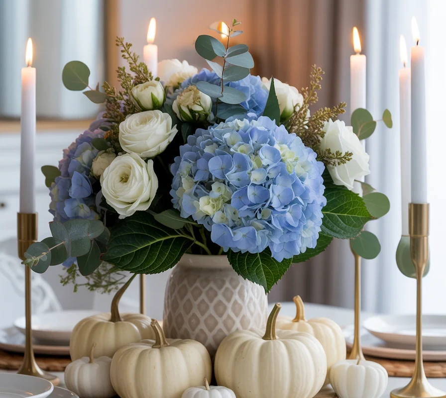 Use Blue Floral Arrangements as a Thanksgiving Centerpiece