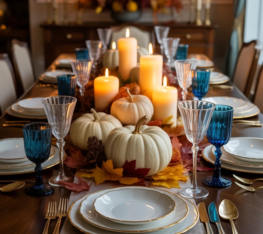 Use Blue Glass Candle Holders for a Warm Glow