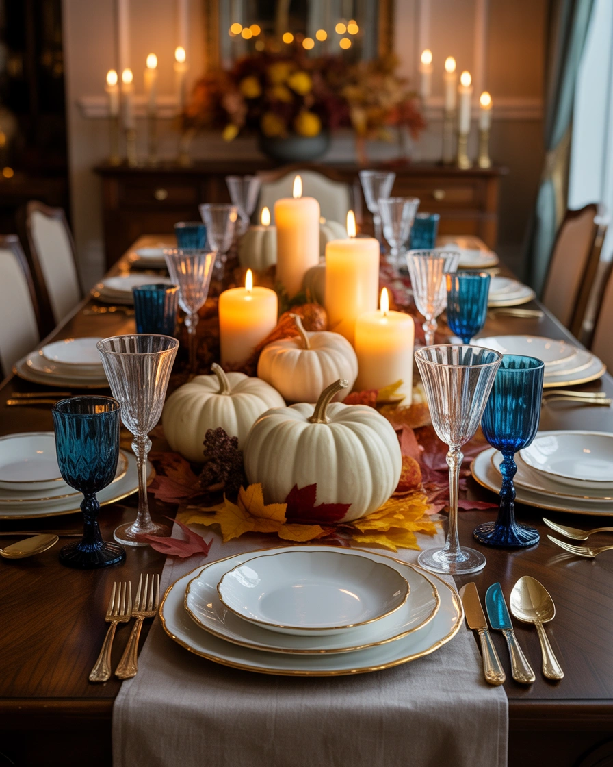 Use Blue Glass Candle Holders for a Warm Glow