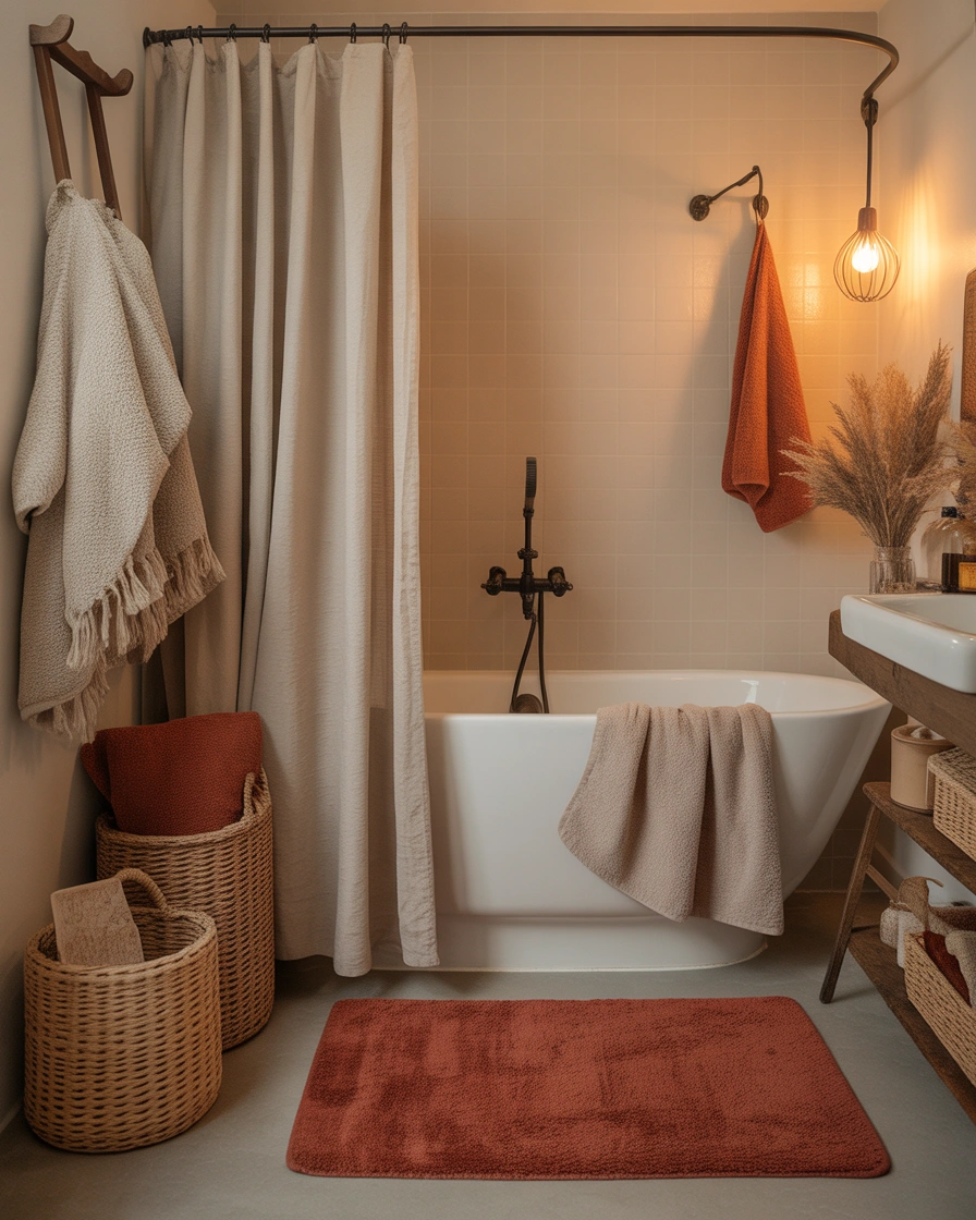 Use Cozy Textiles to Make Your Bathroom Feel Warmer