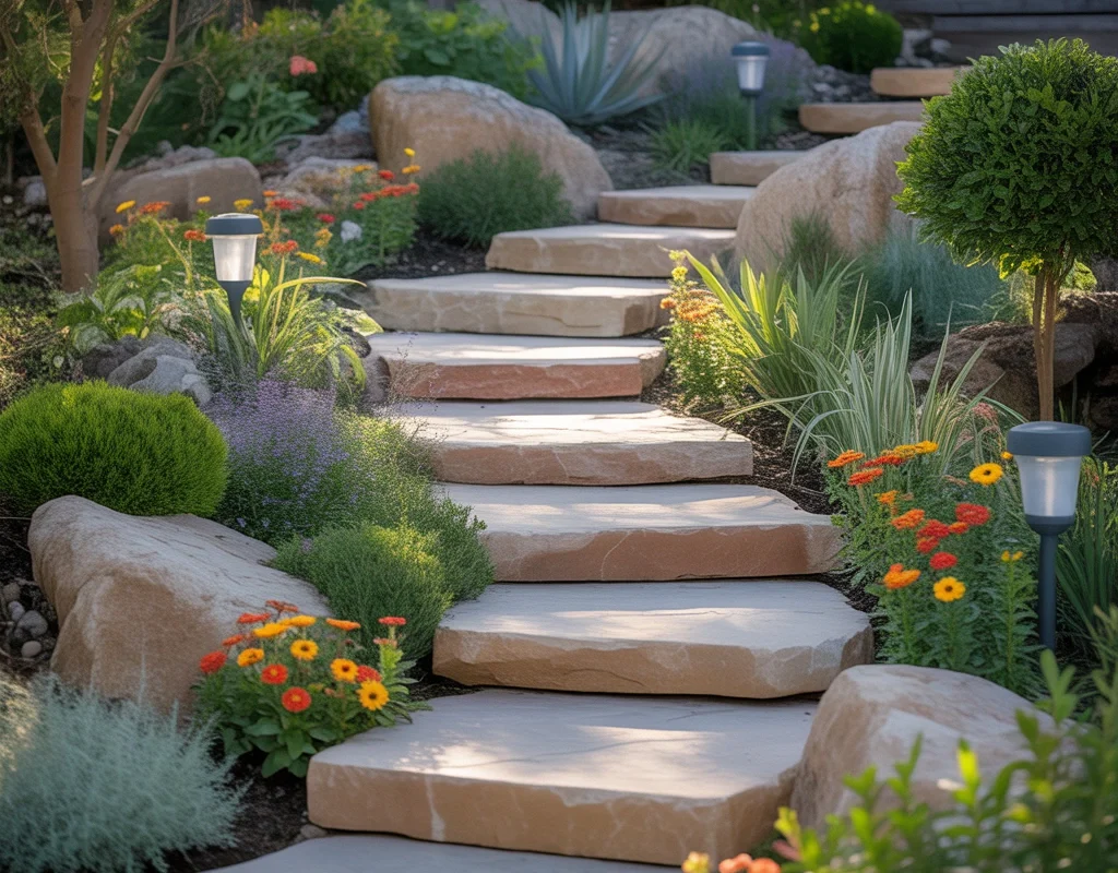 Use Garden Pathways Decorated With Plants for a Natural Look