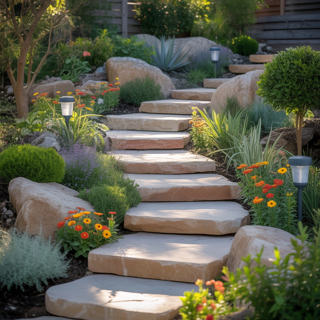 Use Garden Pathways Decorated With Plants for a Natural Look