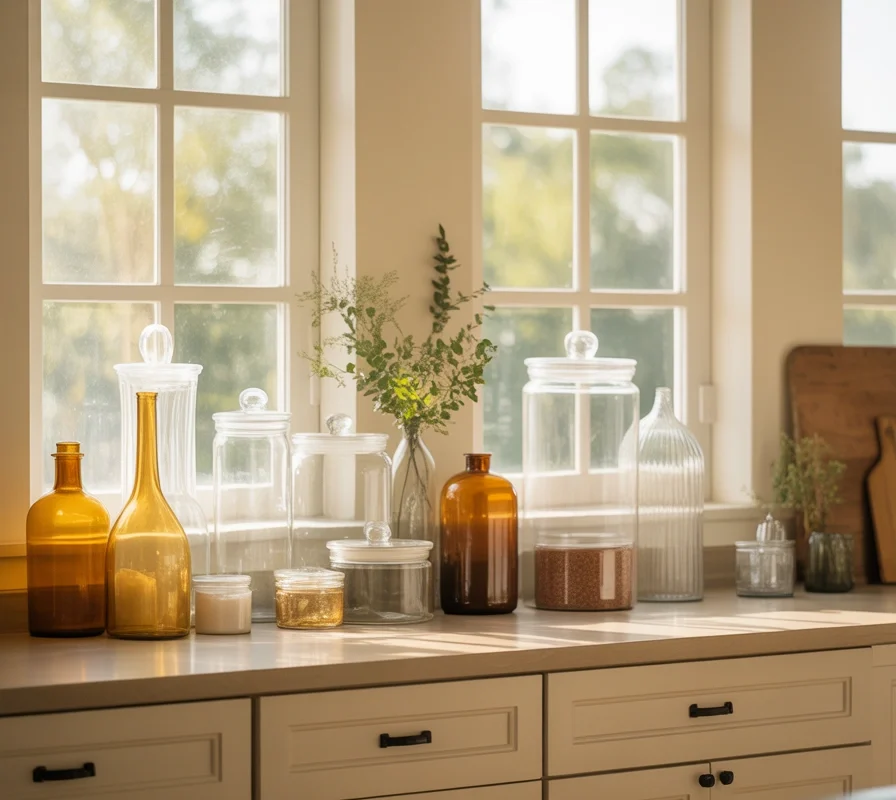 Use Glass Jars And Transparent Containers For Elegant Decor