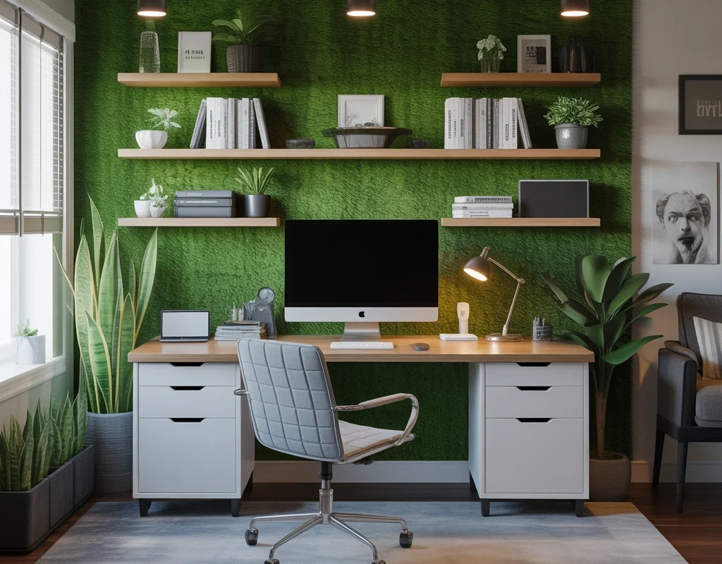 Use Grass Wall Decoration in Your Home Office