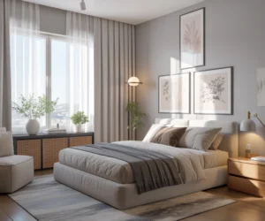 Use Gray Curtains in a Small Bedroom to Create More Space