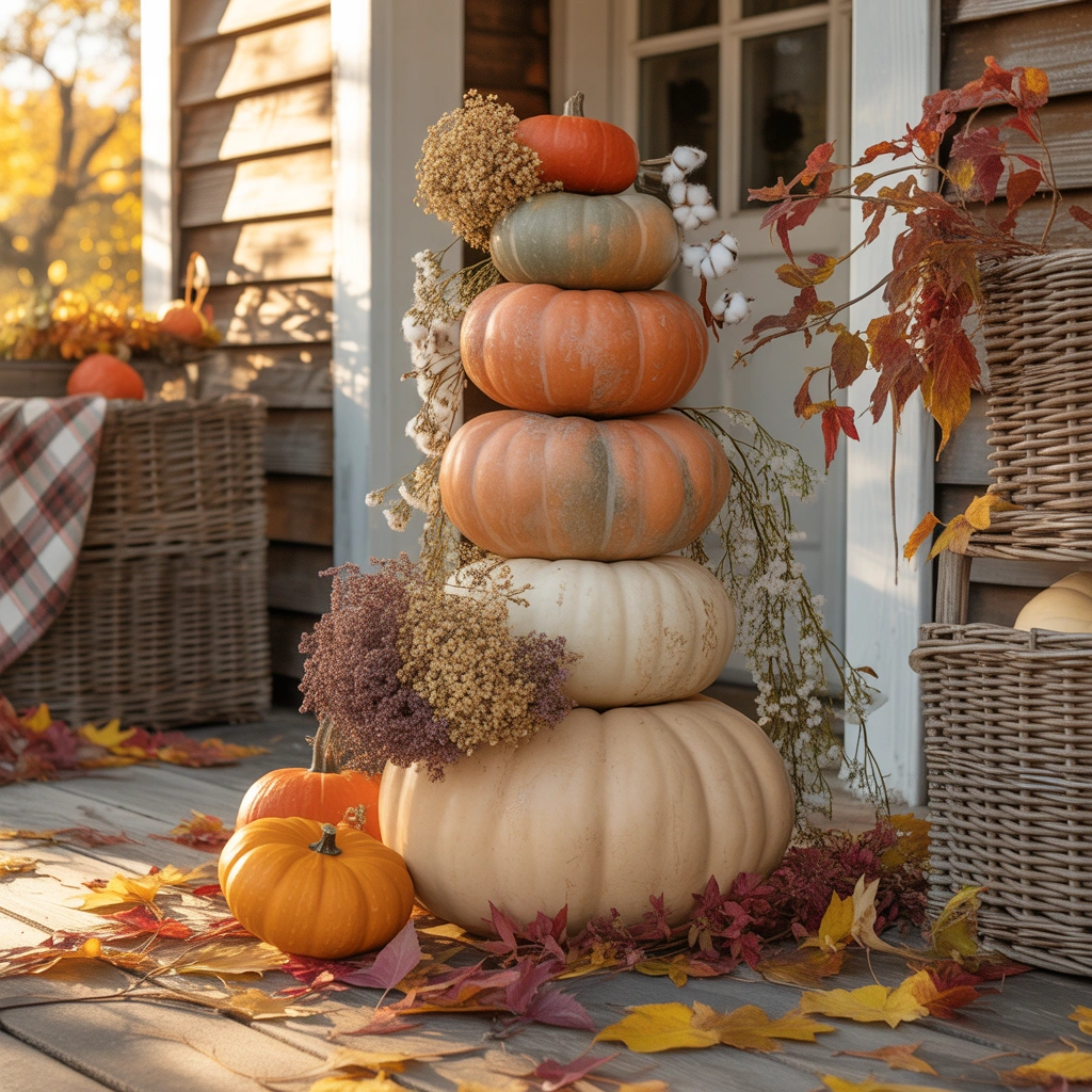 Use Pumpkin Stacks for Height and Drama