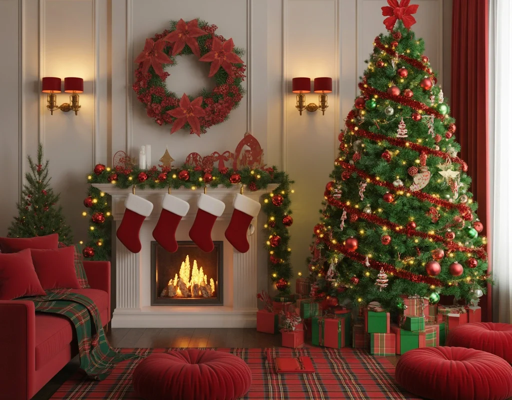 Use Red and Green Christmas Decorations for a Traditional Look