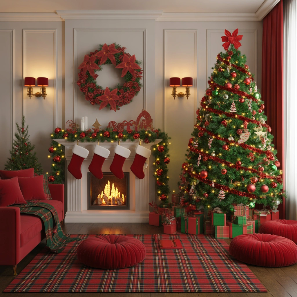 Use Red and Green Christmas Decorations for a Traditional Look