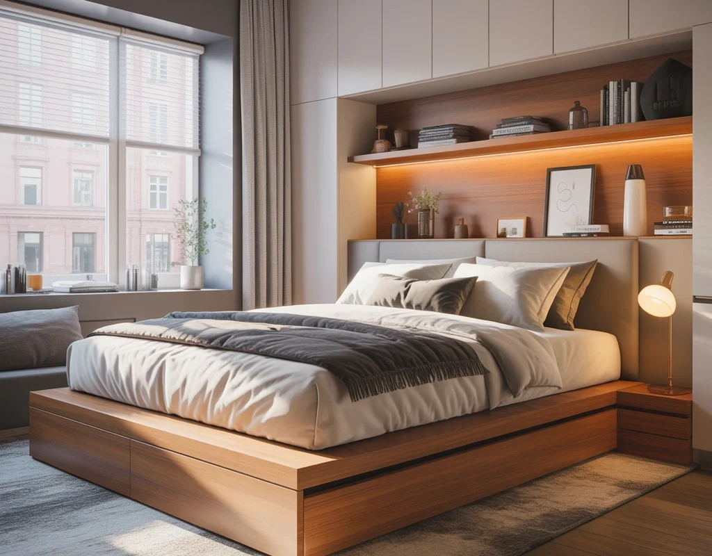 Use a Platform Bed with Built In Storage