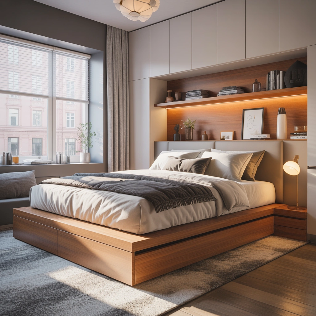 Use a Platform Bed with Built In Storage