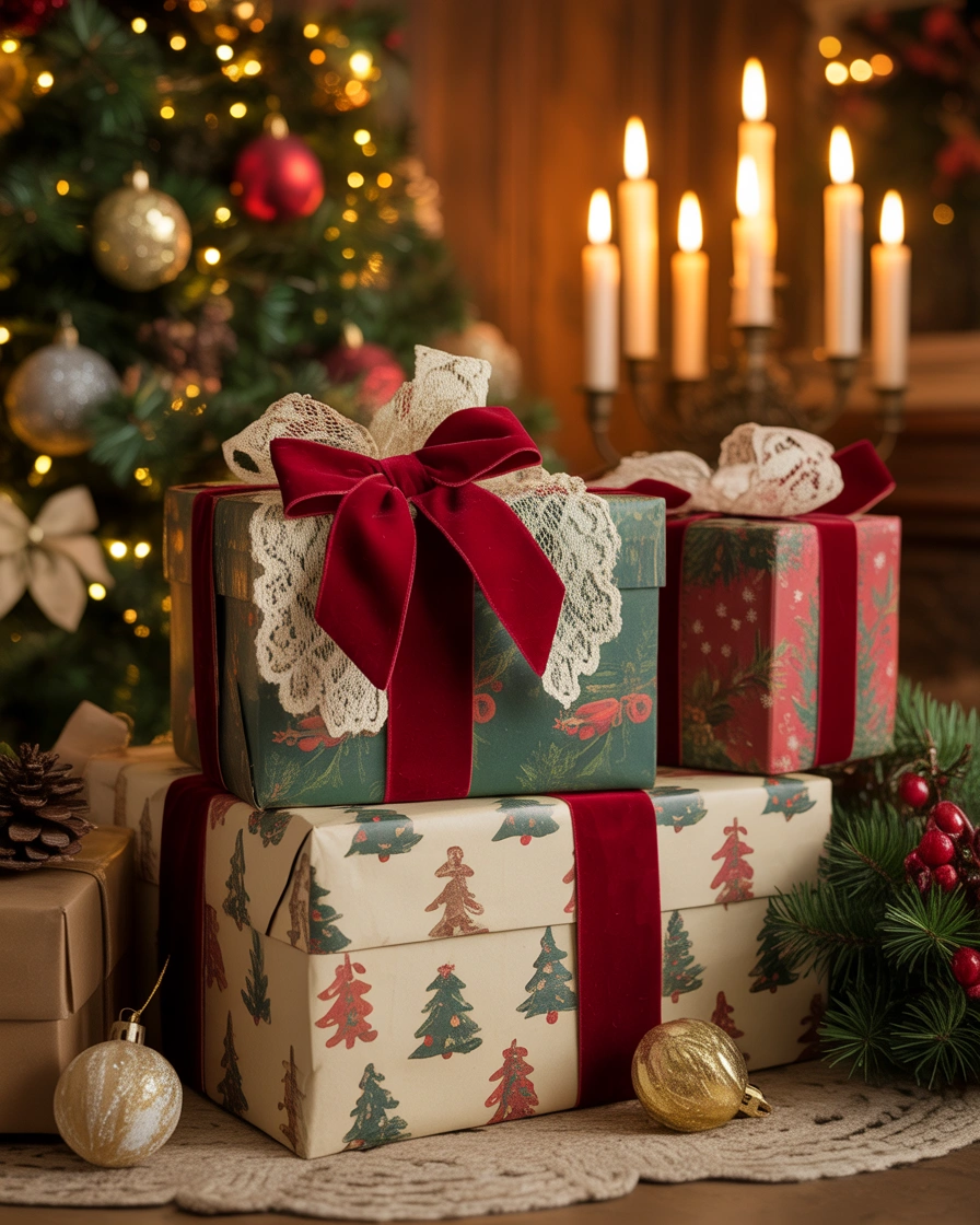Vintage Christmas Box Decoration With Old Fashioned Charm