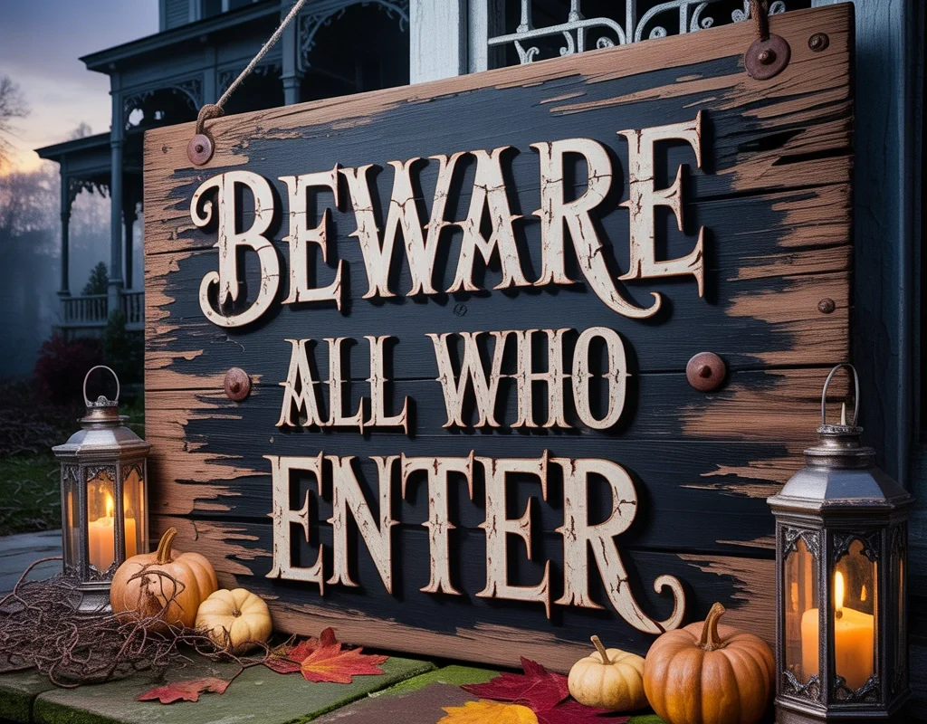 Vintage Wooden Halloween Signs for a Classic Haunted Entrance