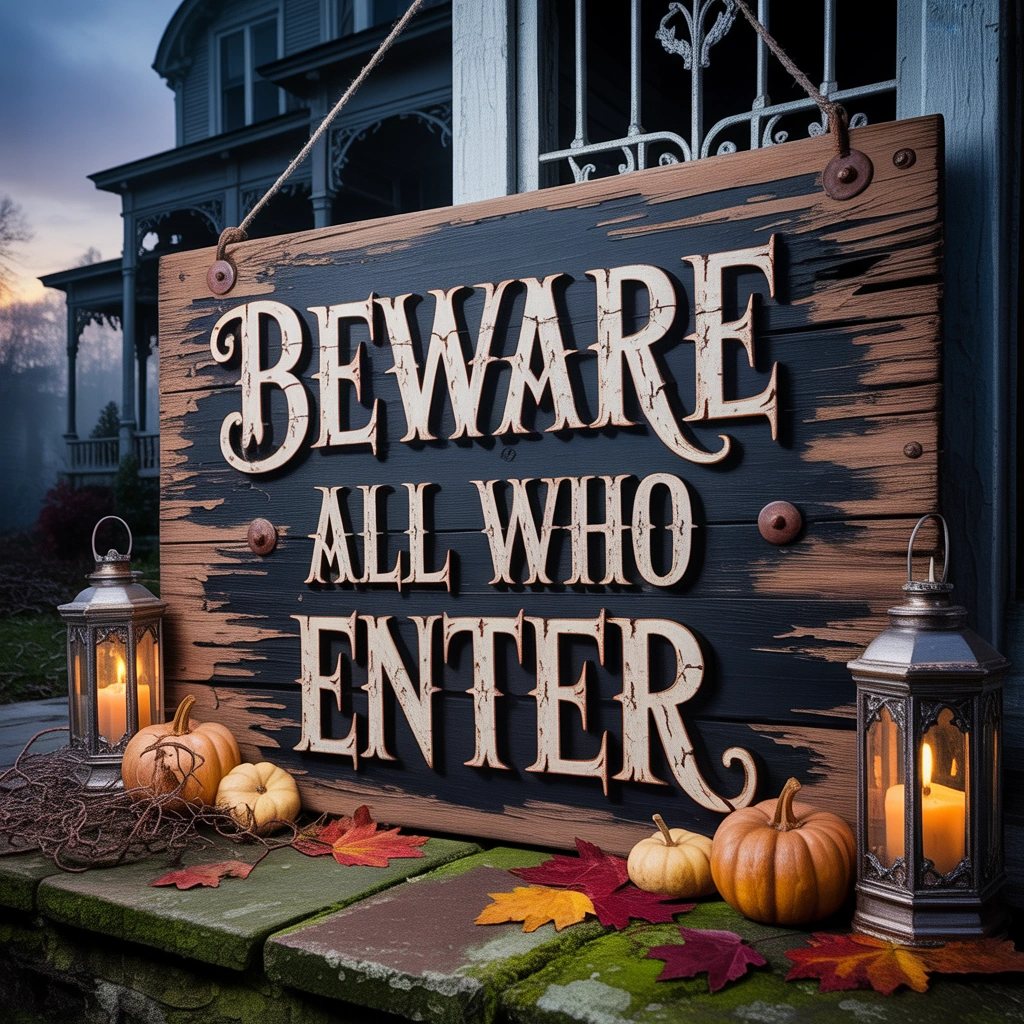 Vintage Wooden Halloween Signs for a Classic Haunted Entrance