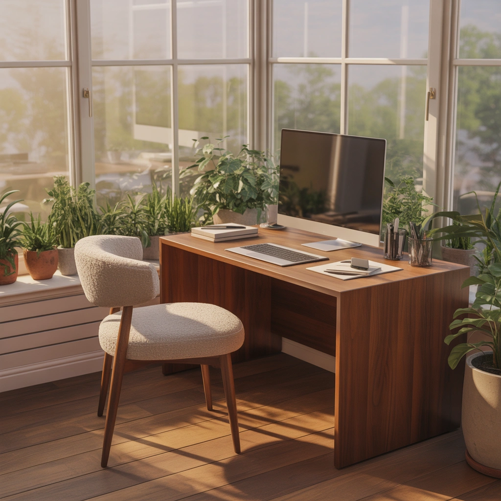 Window Corner Desk Setup with Natural Light