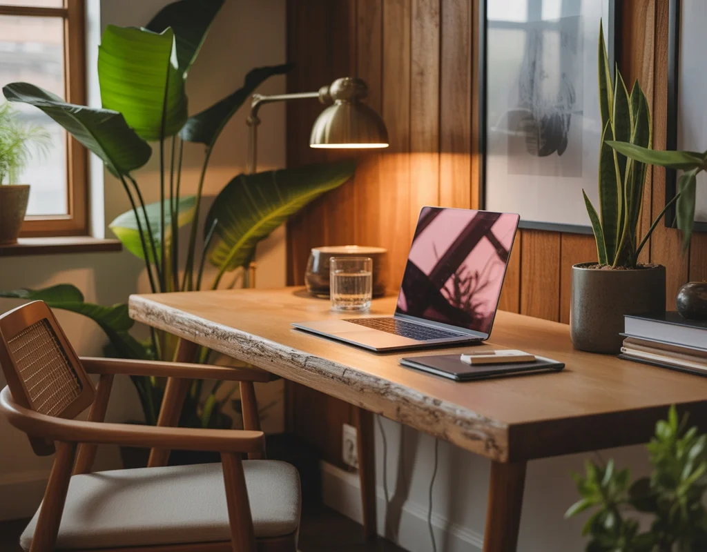 Wooden Home Office Desk for a Natural Look