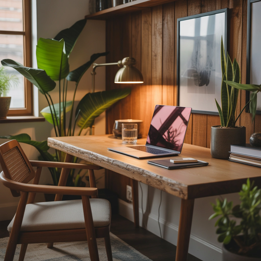 Wooden Home Office Desk for a Natural Look