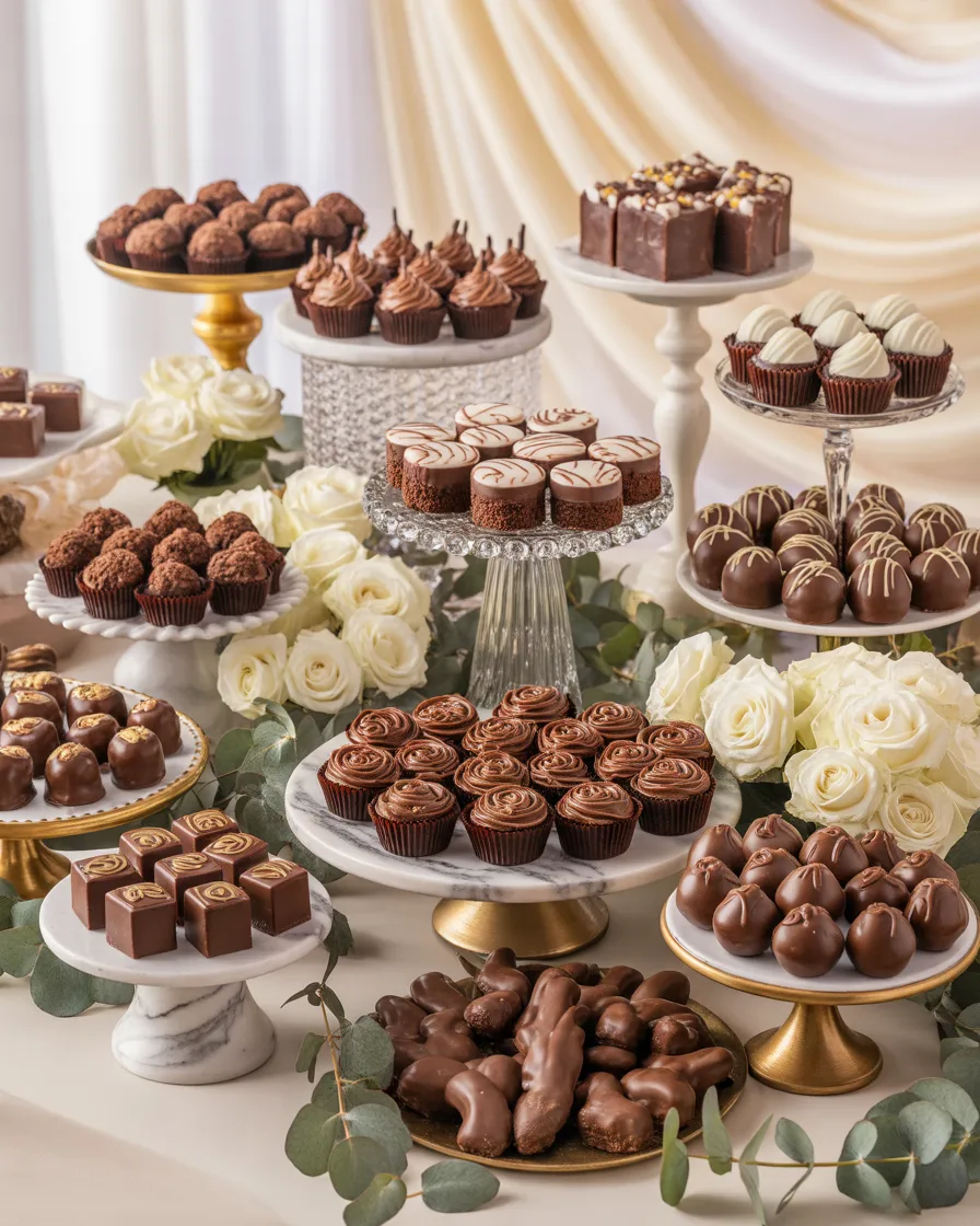 A-Chocolate-Dessert-Table-With-a-Coordinated-Color-Theme