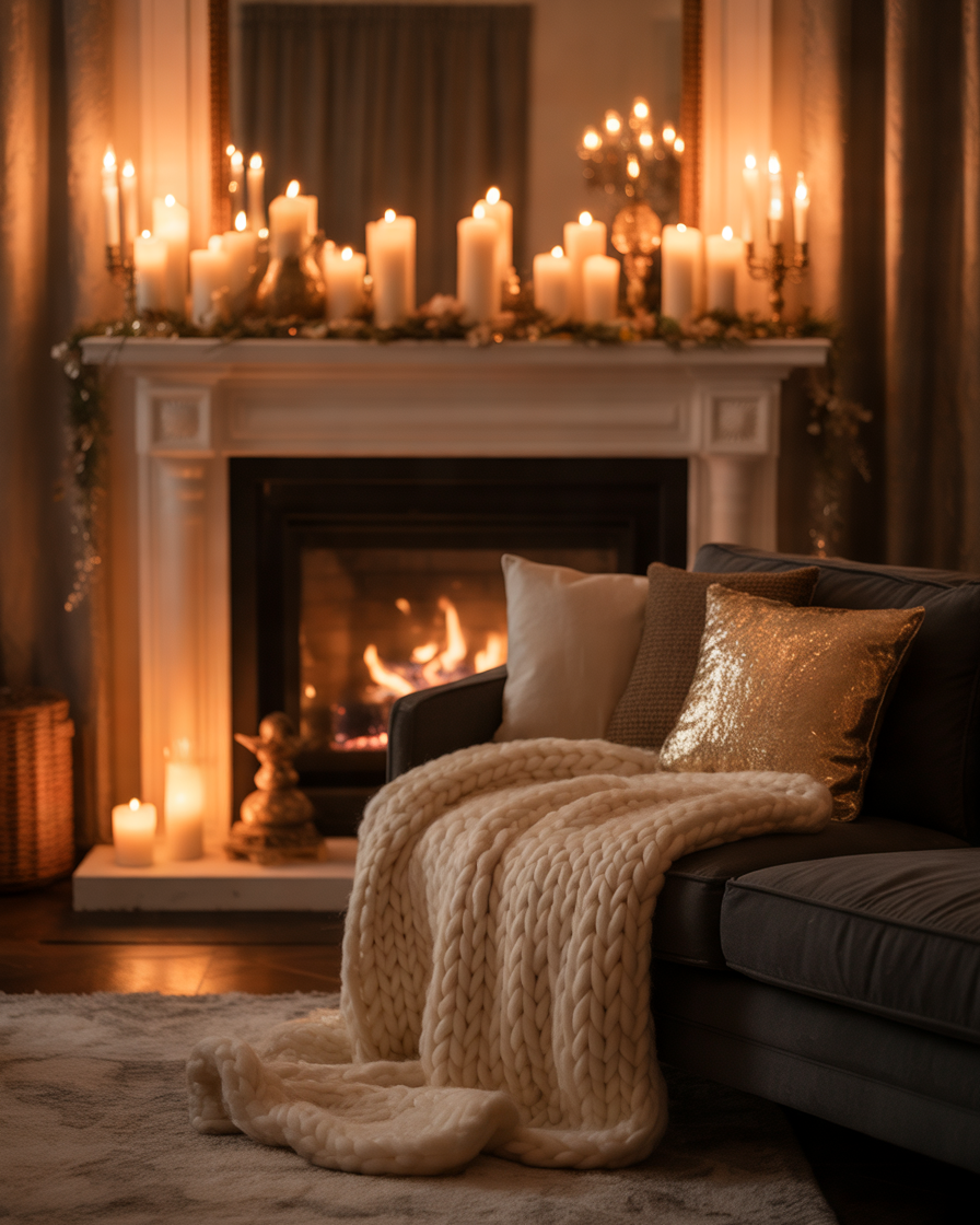 Add-Candles-and-Warm-Lighting-for-a-Cozy-Fireplace-Atmosphere