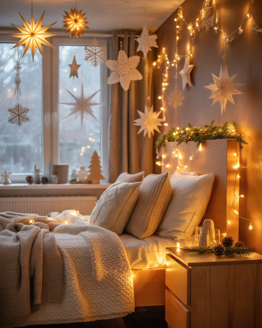 Add DIY Paper Snowflakes and Christmas Stars