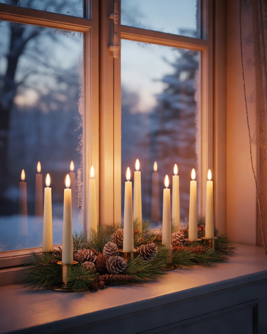Add Elegant Christmas Candles to the Windows