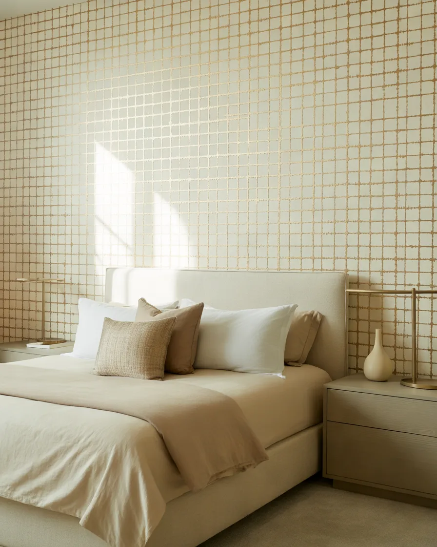 Add-Gold-Wallpaper-for-an-Elegant-Bedroom-Feature-Wall