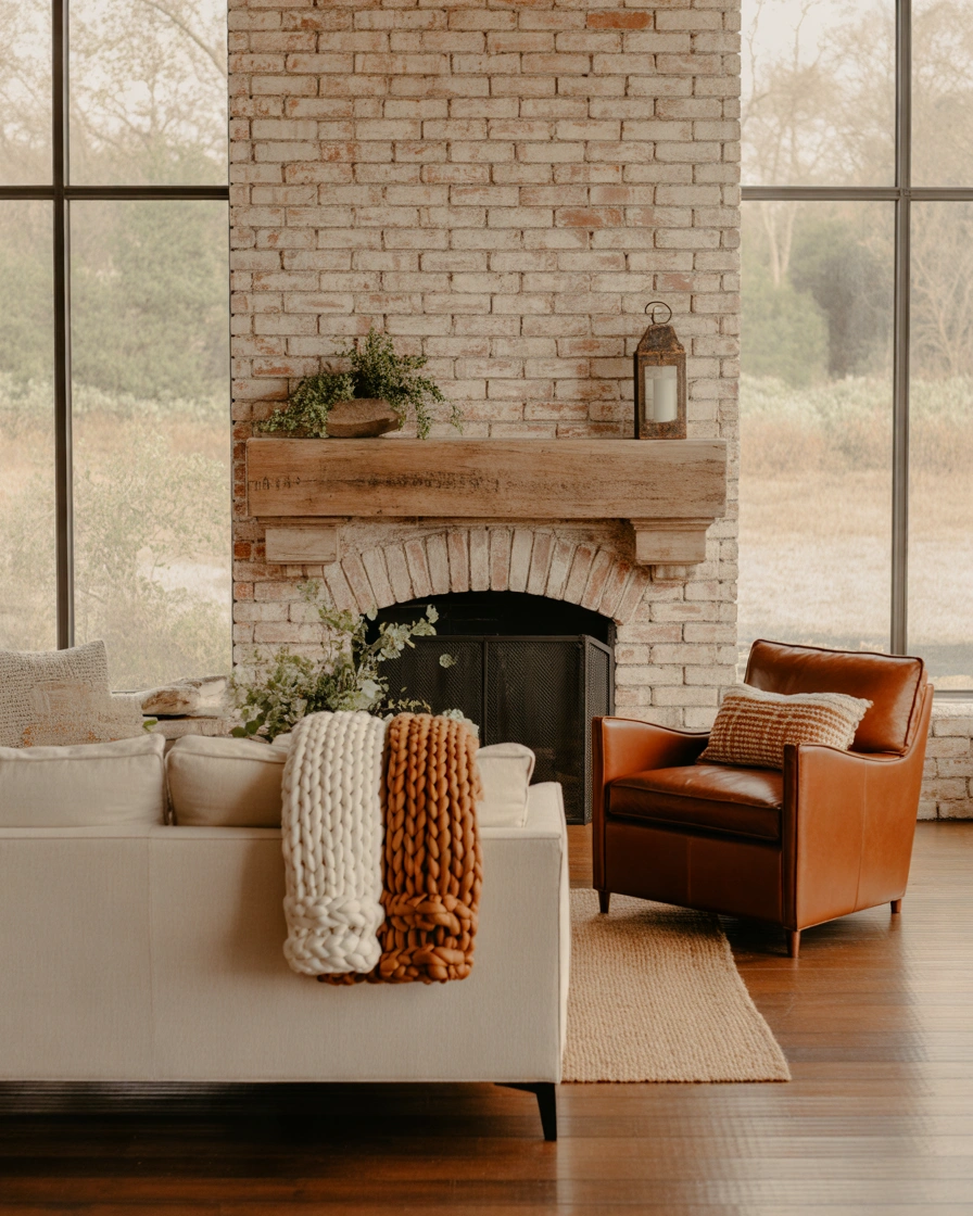 Add Texture With a Brick Fireplace Surround
