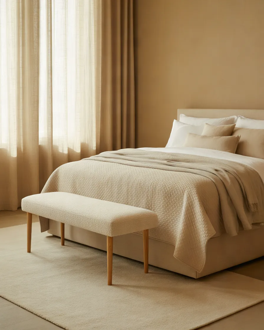 Add-a-Beige-Bedroom-Bench-at-the-Foot-of-the-Bed