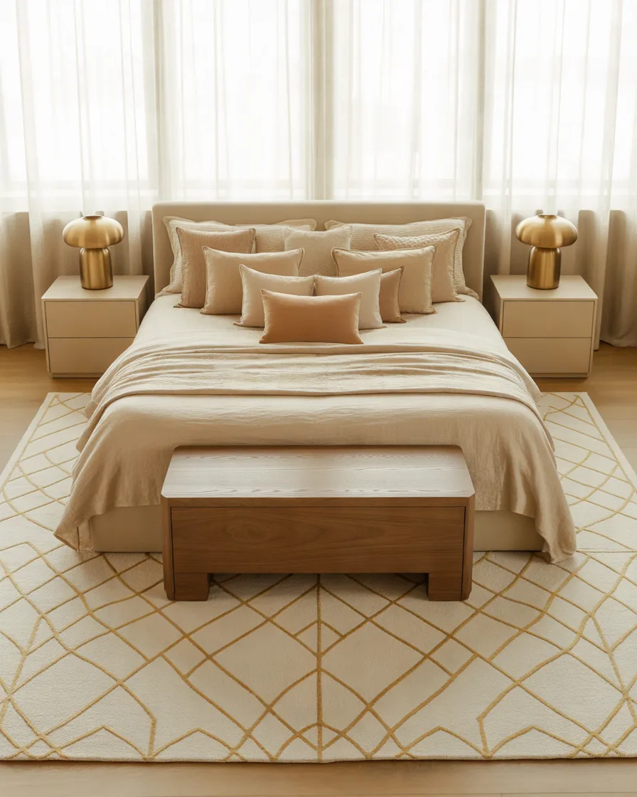Add-a-Gold-Accent-Rug-to-Define-the-Sleeping-Area