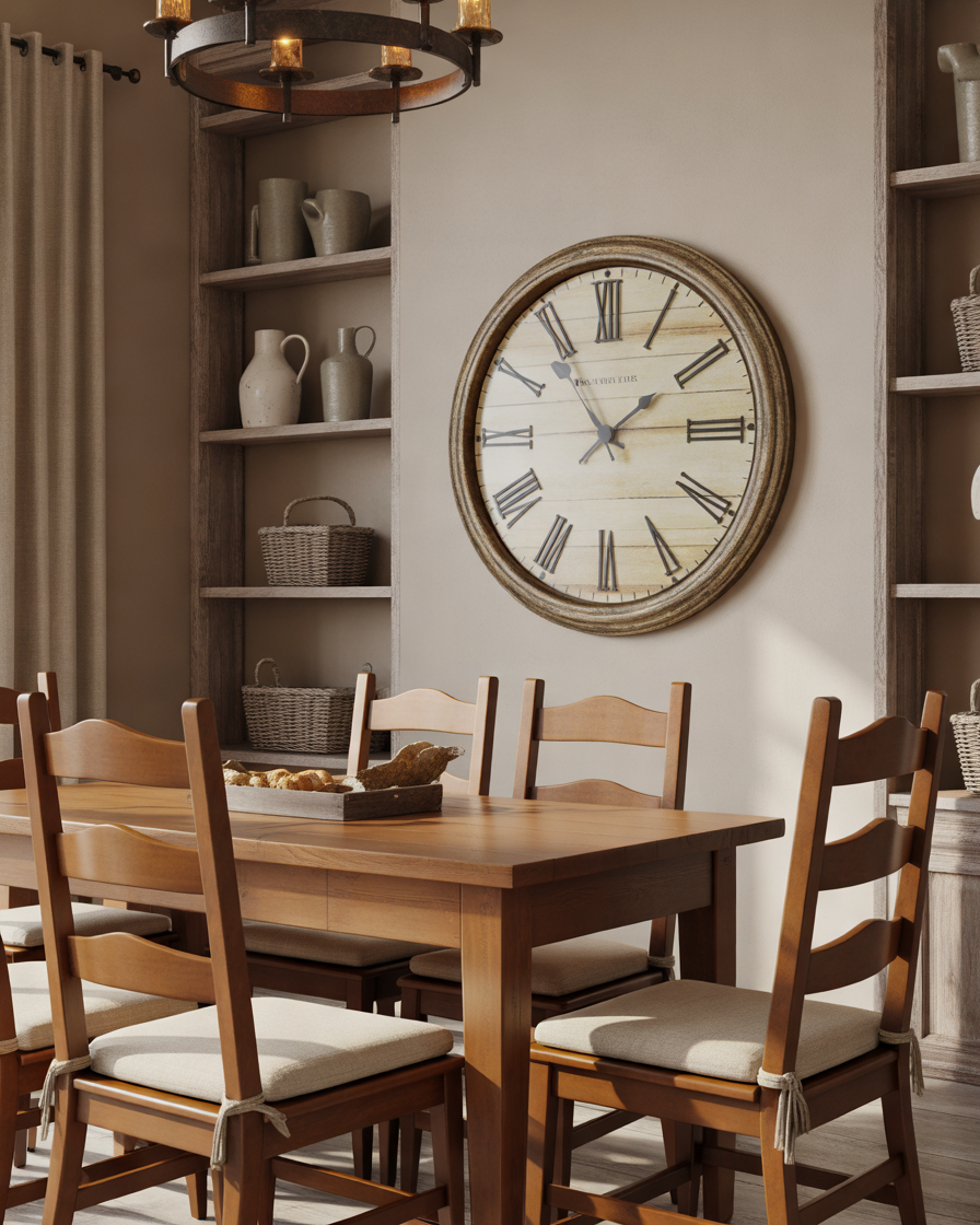 Add-a-Large-Wall-Clock-as-Functional-Dining-Room-Decor
