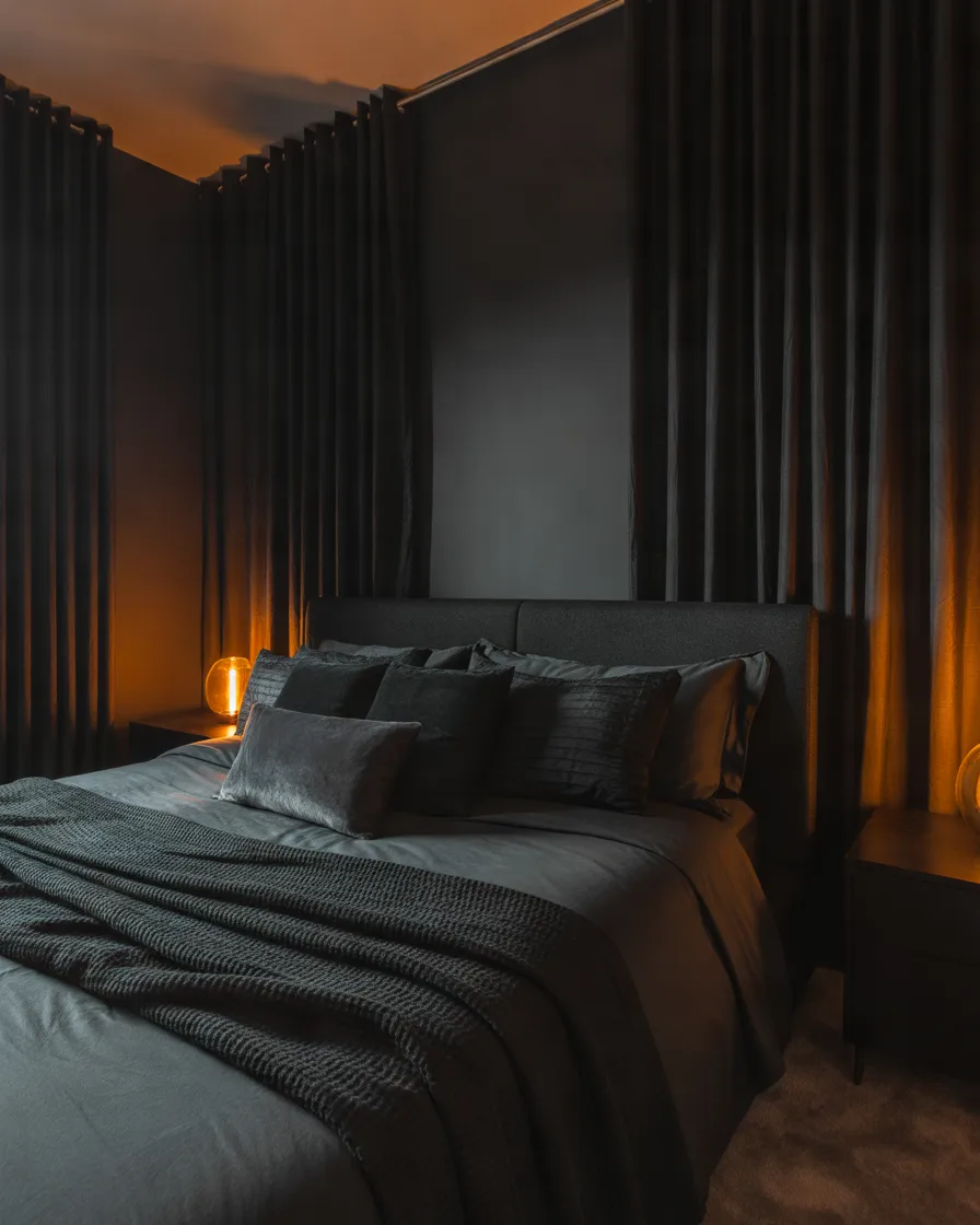 Black-Curtains-in-a-Moody-Charcoal-Bedroom