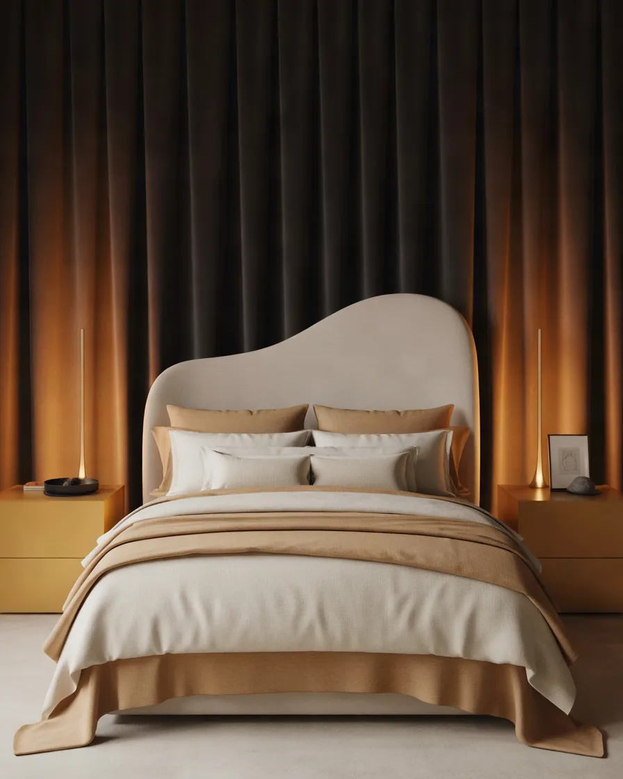 Black-Curtains-with-a-Statement-Headboard