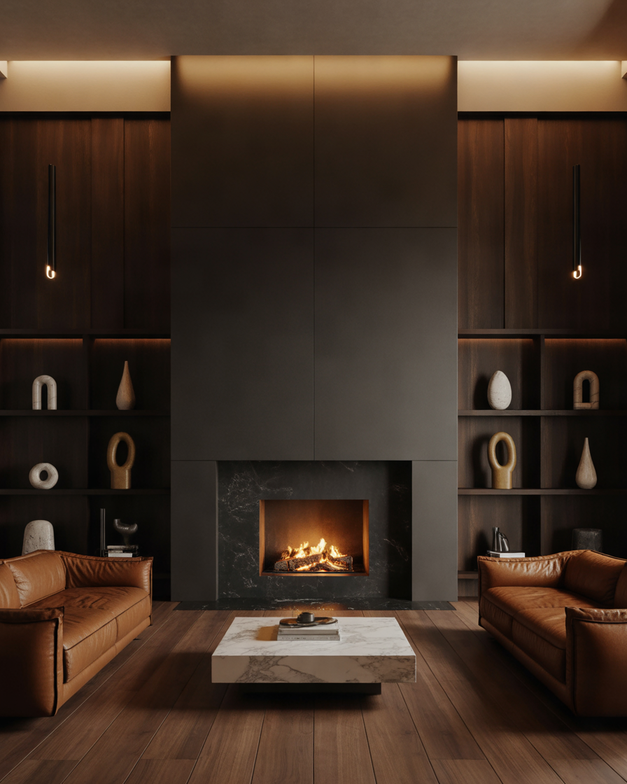 Black-Fireplace-Design-for-a-Bold-Contemporary-Statement