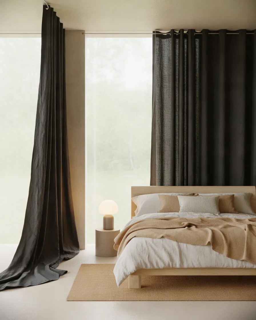 Black-Linen-Curtains-for-a-Soft-Minimalist-Look