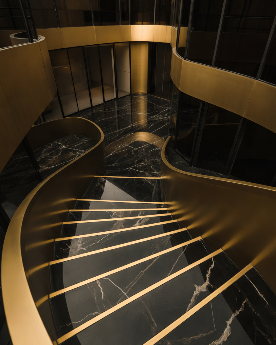 Black-Marble-Stairs-for-a-Bold-and-Luxury-Interior