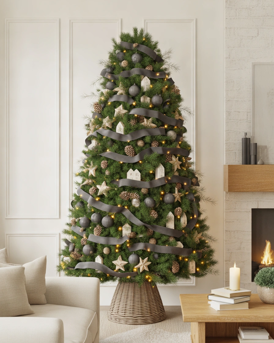 Black and White Modern Farmhouse Christmas Tree
