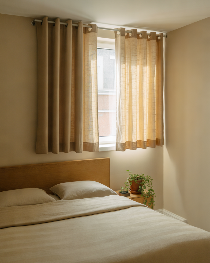 Blackout-Curtains-with-No-Drill-Hardware-for-a-Small-Rental-Bedroom