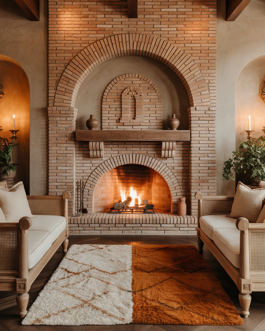 Brick-Fireplace-With-Arched-Design-for-a-Unique-Architectural-Detail