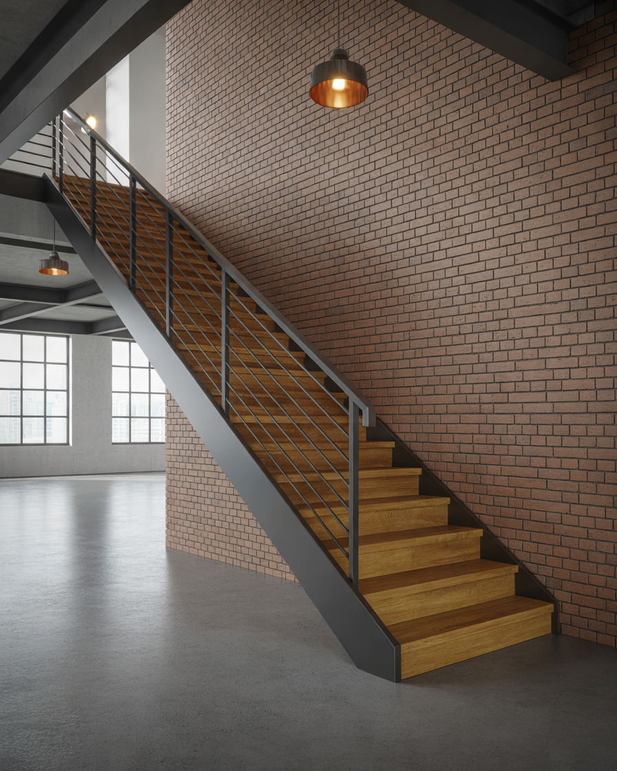 Brick-Wall-Design-for-an-Industrial-Style-Staircase